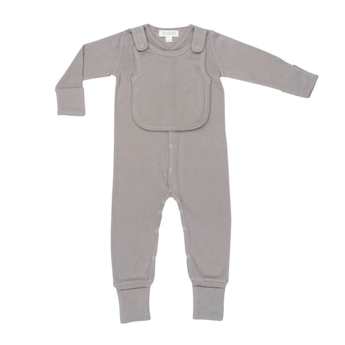 Smart Footed One-Piece + Bib - Gray